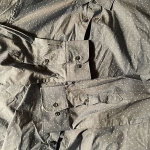 Denim & Flower, Large dress button-up, Blue with white polkadots